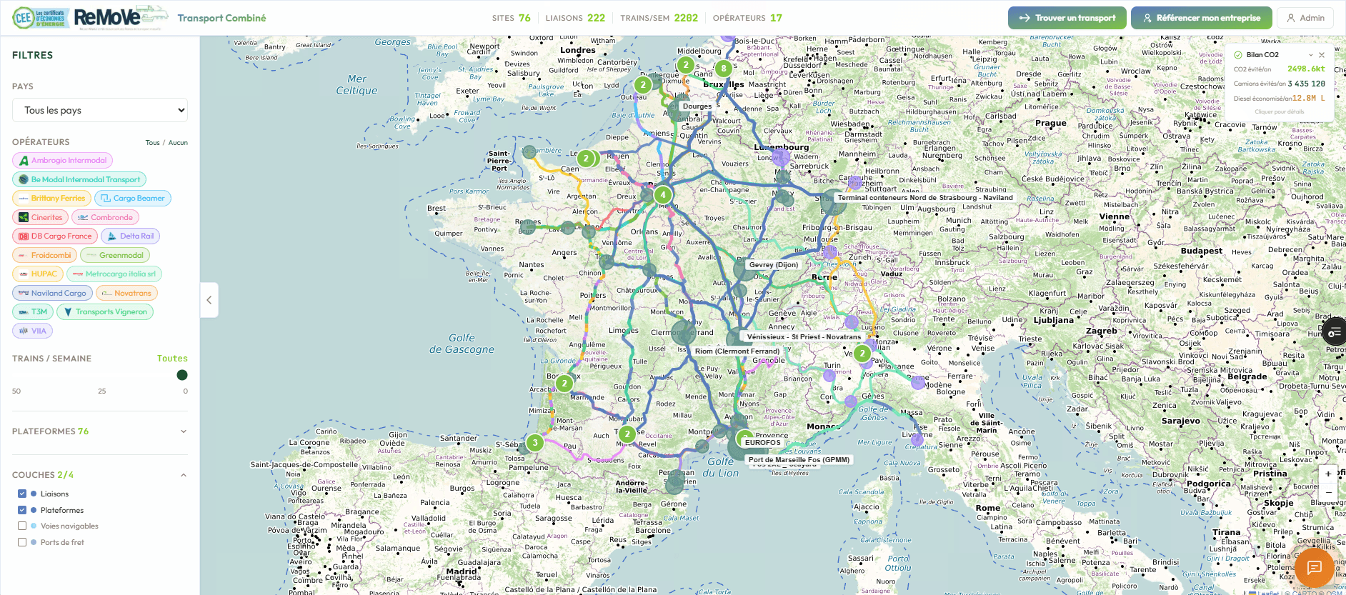 Cartographie du Transport Combiné en France